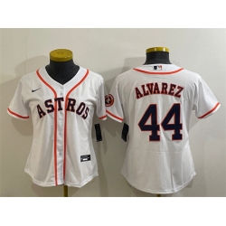 Women Houston Astros 44 Yordan Alvarez White With Patch Cool Base Stitched Baseball JerseyS
