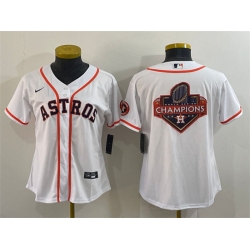 Women Houston Astros White 2022 World Series Champions Team Big Logo With Patch Cool Base Stitched Baseball Jersey