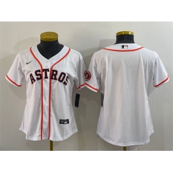 Women Houston Astros White With Patch Cool Base Stitched Baseball Jersey