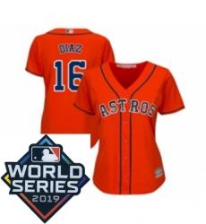 Womens Houston Astros 16 Aledmys Diaz Orange Alternate Cool Base Baseball jersey
