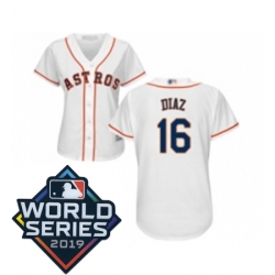 Womens Houston Astros 16 Aledmys Diaz White Home Cool Base Baseball jersey