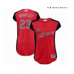 Womens Houston Astros 23 Michael Brantley Authentic Red American League 2019 Baseball All Star Jersey 