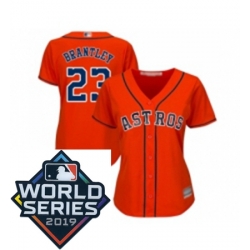 Womens Houston Astros 23 Michael Brantley Orange Alternate Cool Base Baseball jersey