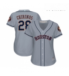 Womens Houston Astros 28 Robinson Chirinos Authentic Grey Road Cool Base Baseball Jersey 