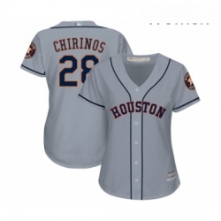 Womens Houston Astros 28 Robinson Chirinos Authentic Grey Road Cool Base Baseball Jersey 