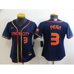 Women's Houston Astros #3 Jeremy Pena Number 2022 Navy Blue City Connect Cool Base Stitched Jersey