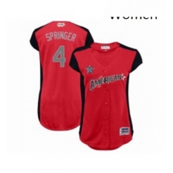Womens Houston Astros 4 George Springer Authentic Red American League 2019 Baseball All Star Jersey