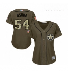 Womens Houston Astros 54 Roberto Osuna Authentic Green Salute to Service Baseball Jersey 