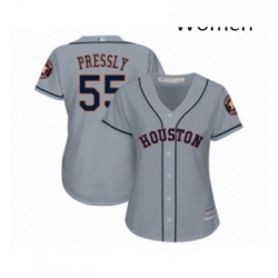 Womens Houston Astros 55 Ryan Pressly Authentic Grey Road Cool Base Baseball Jersey 