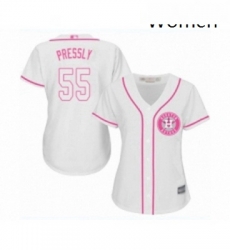 Womens Houston Astros 55 Ryan Pressly Authentic White Fashion Cool Base Baseball Jersey 