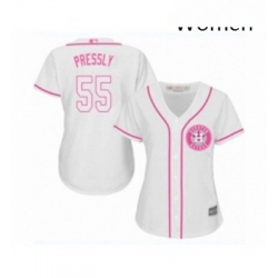 Womens Houston Astros 55 Ryan Pressly Authentic White Fashion Cool Base Baseball Jersey 