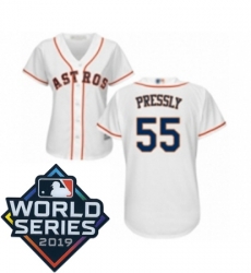 Womens Houston Astros 55 Ryan Pressly White Home Cool Base Baseball jersey