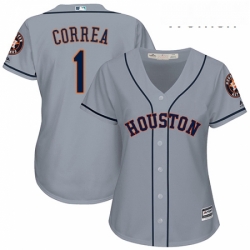 Womens Majestic Houston Astros 1 Carlos Correa Replica Grey Road Cool Base MLB Jersey