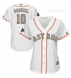 Womens Majestic Houston Astros 10 Yuli Gurriel Authentic White 2018 Gold Program Cool Base MLB Jersey 