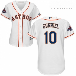 Womens Majestic Houston Astros 10 Yuli Gurriel Authentic White Home 2017 World Series Champions Cool Base MLB Jersey 
