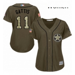 Womens Majestic Houston Astros 11 Evan Gattis Authentic Green Salute to Service MLB Jersey