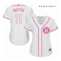 Womens Majestic Houston Astros 11 Evan Gattis Authentic White Fashion Cool Base MLB Jersey