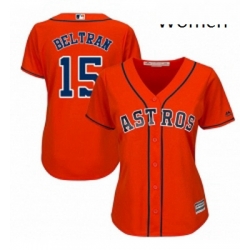 Womens Majestic Houston Astros 15 Carlos Beltran Authentic Orange Alternate Cool Base MLB Jersey