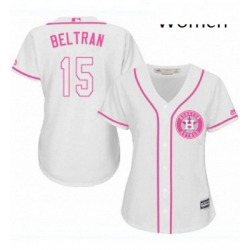 Womens Majestic Houston Astros 15 Carlos Beltran Authentic White Fashion Cool Base MLB Jersey