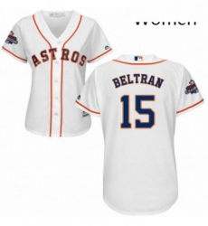 Womens Majestic Houston Astros 15 Carlos Beltran Authentic White Home 2017 World Series Champions Cool Base MLB Jersey