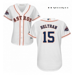 Womens Majestic Houston Astros 15 Carlos Beltran Authentic White Home 2017 World Series Champions Cool Base MLB Jersey