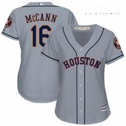 Womens Majestic Houston Astros 16 Brian McCann Authentic Grey Road Cool Base MLB Jersey