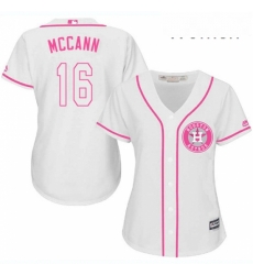 Womens Majestic Houston Astros 16 Brian McCann Authentic White Fashion Cool Base MLB Jersey