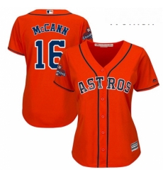 Womens Majestic Houston Astros 16 Brian McCann Replica Orange Alternate 2017 World Series Champions Cool Base MLB Jersey
