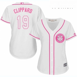 Womens Majestic Houston Astros 19 Tyler Clippard Authentic White Fashion Cool Base MLB Jersey 