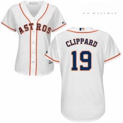 Womens Majestic Houston Astros 19 Tyler Clippard Authentic White Home Cool Base MLB Jersey 