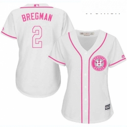 Womens Majestic Houston Astros 2 Alex Bregman Authentic White Fashion Cool Base MLB Jersey