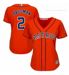 Womens Majestic Houston Astros 2 Alex Bregman Replica Orange Alternate Cool Base MLB Jersey