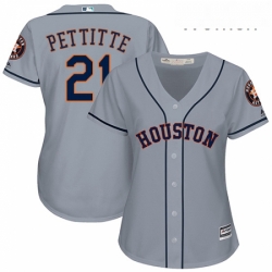 Womens Majestic Houston Astros 21 Andy Pettitte Authentic Grey Road Cool Base MLB Jersey