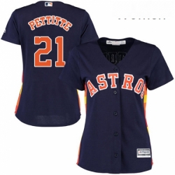 Womens Majestic Houston Astros 21 Andy Pettitte Authentic Navy Blue Alternate Cool Base MLB Jersey