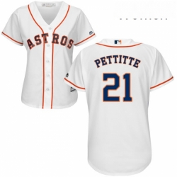 Womens Majestic Houston Astros 21 Andy Pettitte Replica White Home Cool Base MLB Jersey