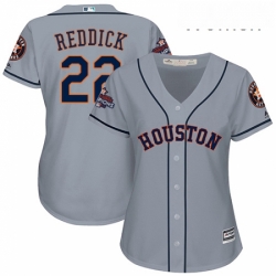 Womens Majestic Houston Astros 22 Josh Reddick Authentic Grey Road 2017 World Series Champions Cool Base MLB Jersey