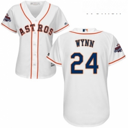 Womens Majestic Houston Astros 24 Jimmy Wynn Authentic White Home 2017 World Series Champions Cool Base MLB Jersey 