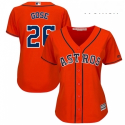 Womens Majestic Houston Astros 26 Anthony Gose Authentic Orange Alternate Cool Base MLB Jersey 