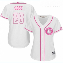 Womens Majestic Houston Astros 26 Anthony Gose Authentic White Fashion Cool Base MLB Jersey 