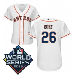 Womens Majestic Houston Astros 26 Anthony Gose White Home Cool Base Sitched 2019 World Series Patch jersey