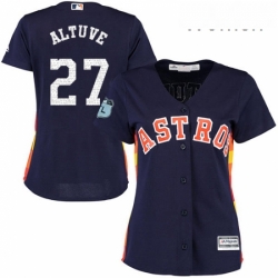 Womens Majestic Houston Astros 27 Jose Altuve Authentic Navy Blue 2017 Spring Training Cool Base MLB Jersey