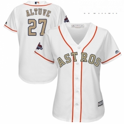 Womens Majestic Houston Astros 27 Jose Altuve Authentic White 2018 Gold Program Cool Base MLB Jersey