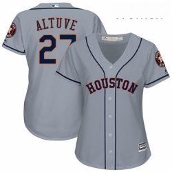 Womens Majestic Houston Astros 27 Jose Altuve Replica Grey Road Cool Base MLB Jersey