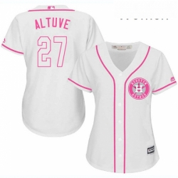 Womens Majestic Houston Astros 27 Jose Altuve Replica White Fashion Cool Base MLB Jersey