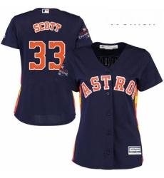 Womens Majestic Houston Astros 33 Mike Scott Authentic Navy Blue Alternate 2017 World Series Champions Cool Base MLB Jersey