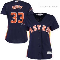 Womens Majestic Houston Astros 33 Mike Scott Authentic Navy Blue Alternate 2017 World Series Champions Cool Base MLB Jersey