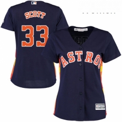 Womens Majestic Houston Astros 33 Mike Scott Authentic Navy Blue Alternate Cool Base MLB Jersey