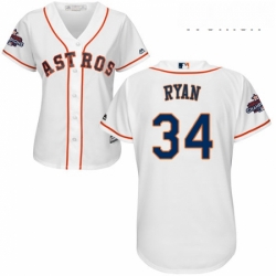 Womens Majestic Houston Astros 34 Nolan Ryan Authentic White Home 2017 World Series Champions Cool Base MLB Jersey