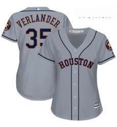 Womens Majestic Houston Astros 35 Justin Verlander Authentic Grey Road Cool Base MLB Jersey 