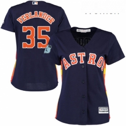 Womens Majestic Houston Astros 35 Justin Verlander Authentic Navy Blue Alternate Cool Base MLB Jersey 